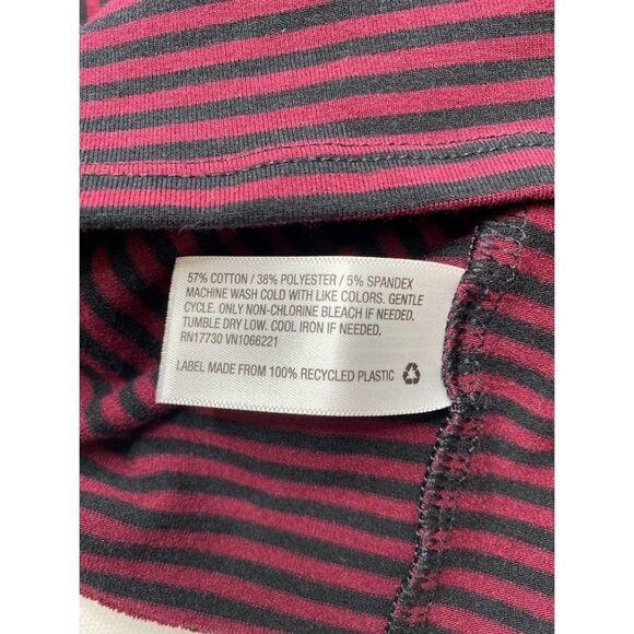 Isabel Maternity Midi Dress Women's Small Red Black Stretchy Striped Shirred NEW - Picture 7 of 9